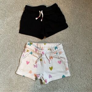 Kids Heart Print Shorts Set - Black and White
